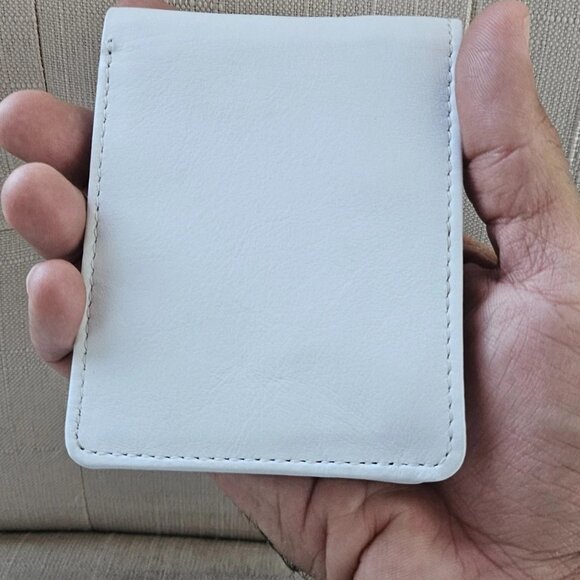 Handmade Wallet White Genuine Leather Bifold Card Holder Moneyfold Purse - Picture 11 of 11